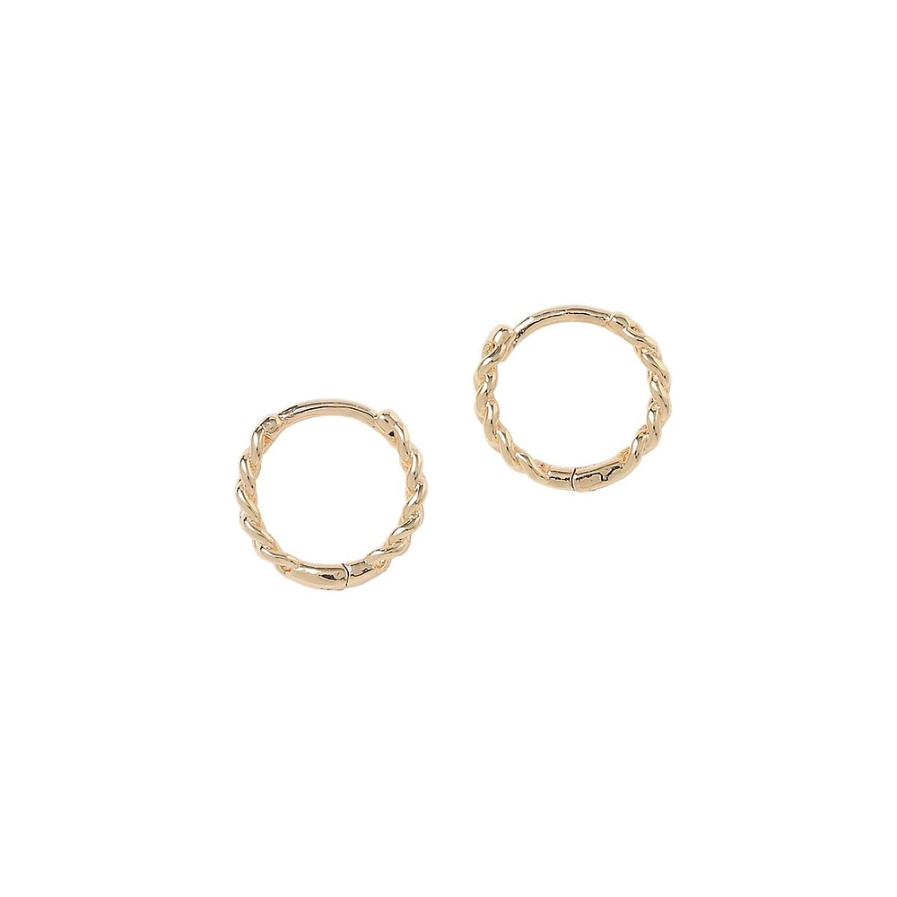 Goldplated Curb Chain Huggie Hoop Earrings