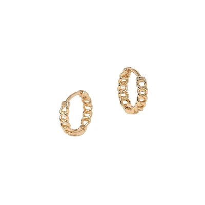 Goldplated Curb Chain Huggie Hoop Earrings