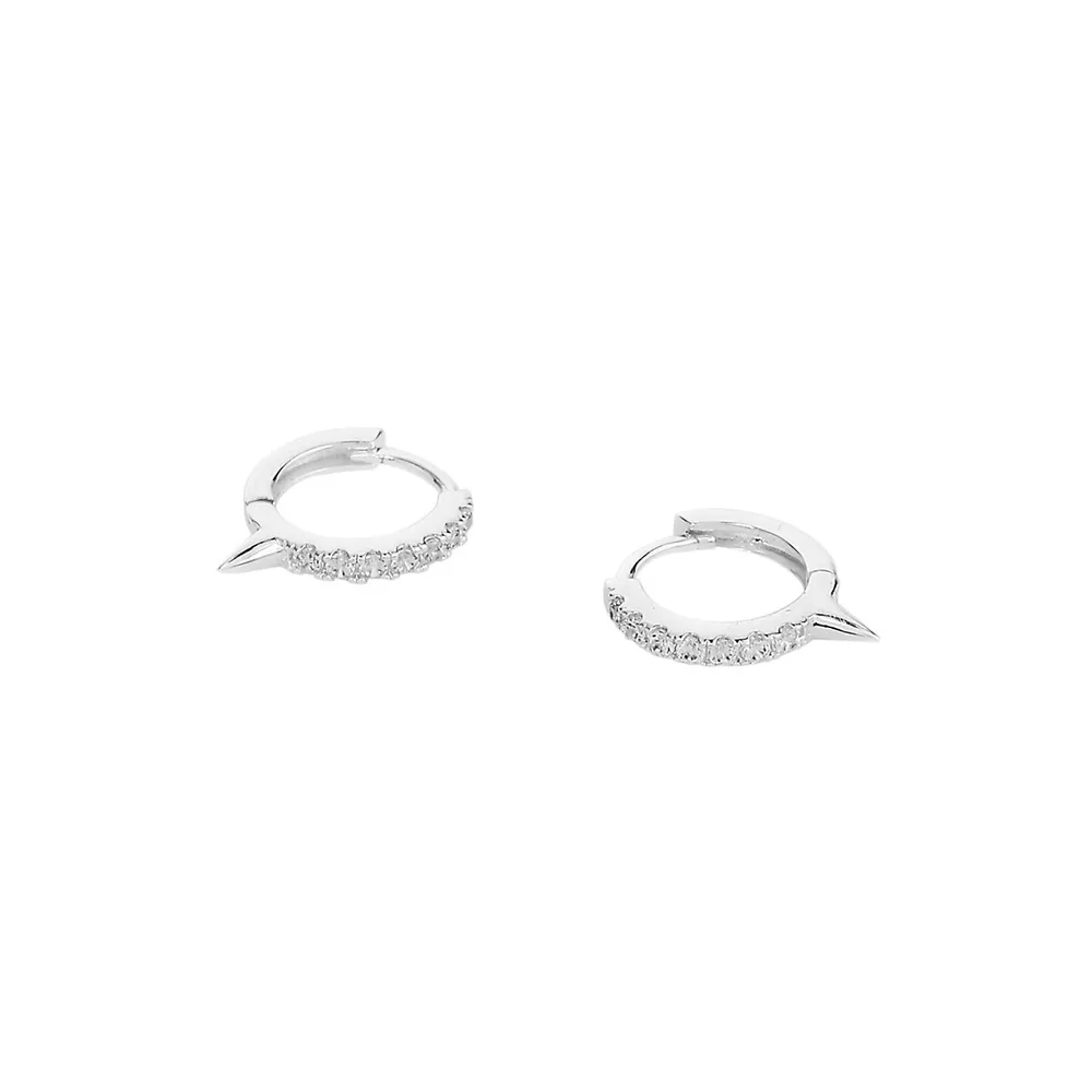 Silvertone Crystal Spike Hoop Earrings