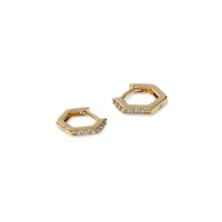 Goldplated Hexagon Pavé Crystal Earrings