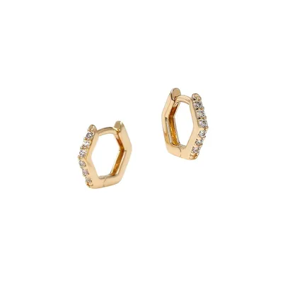 Goldplated Hexagon Pavé Crystal Earrings