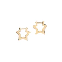 Goldtone Crystal Star Hoop Earrings