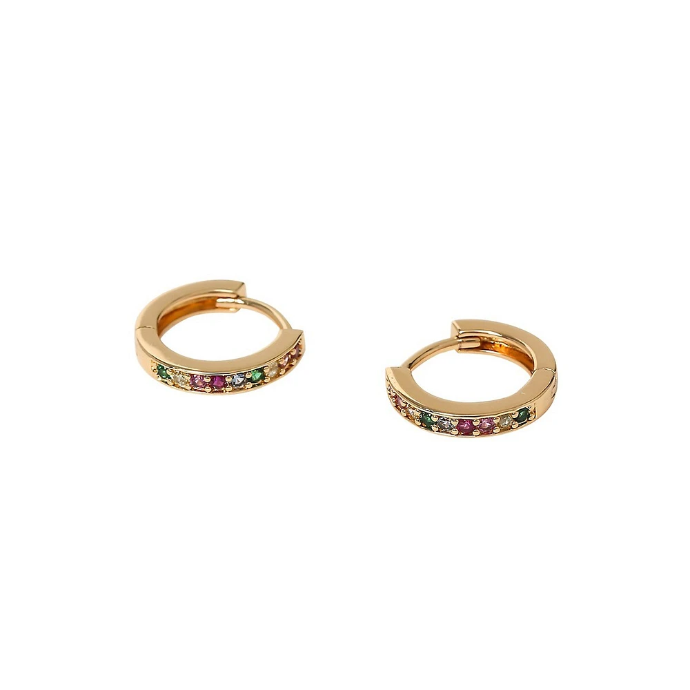 Goldtone & Multicolour Crystal Hoop Earrings