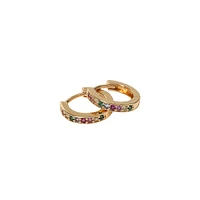 Goldtone & Multicolour Crystal Hoop Earrings