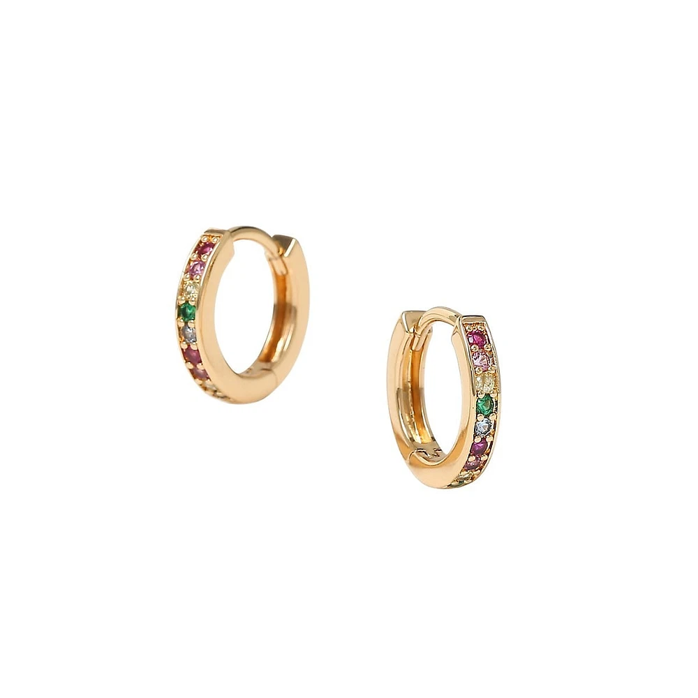 Goldtone & Multicolour Crystal Hoop Earrings