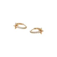 Goldtone & Paved Crystal Star Hoop Earrings