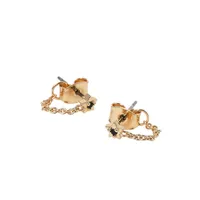 Goldtone Star & Chain Stud Earrings