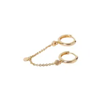 Goldtone Double Hoop Chain Single Earring