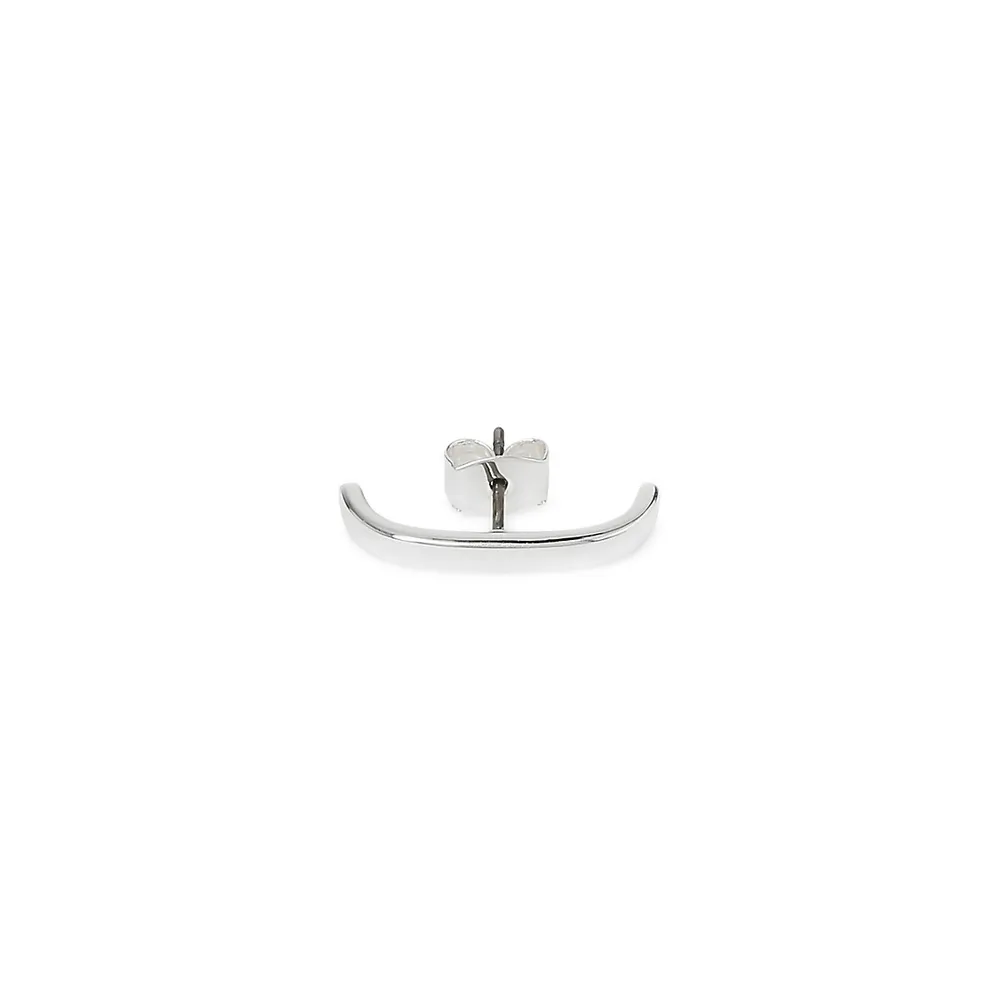 Silvertone Curved Stud Earring