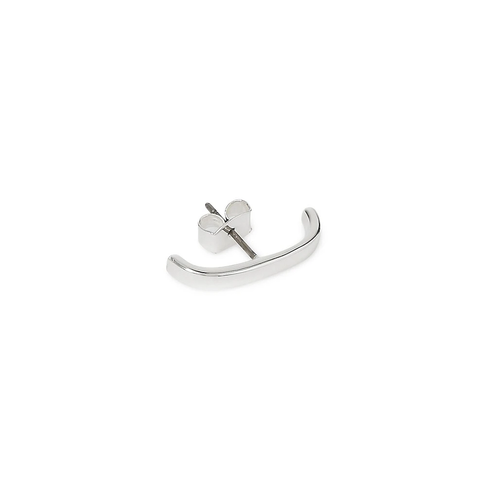 Silvertone Curved Stud Earring