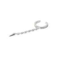 Silvertone Spike & Chain Hoop Single Cuff Earring