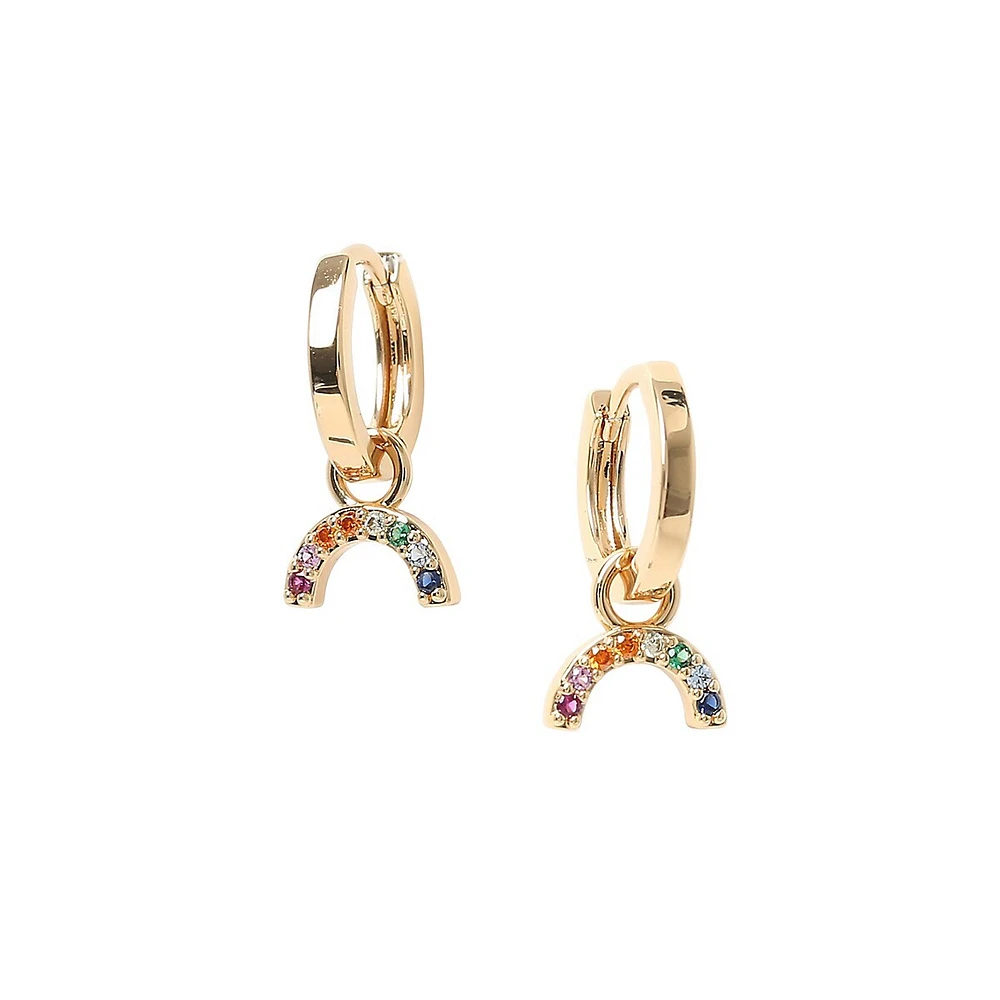 Goldtone Rainbow Drop Hoop Earrings