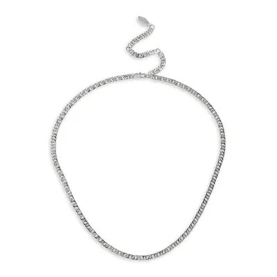 Silvertone Curb Chain Necklace - 18-Inch