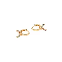 Goldtone & Crystal Rainbow Charm Mini Hoop Earrings