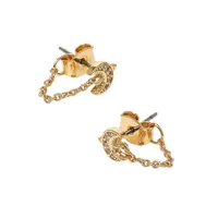 Goldtone & Cubic Zirconia Moon Thread Earrings