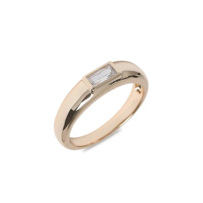 Goldplated Baguette Crystal Signet Ring