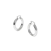 Silvertone Tube Hoop Earrings