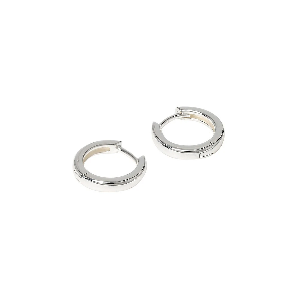 Sterling Silver Slim Clicker Hoop Earrings