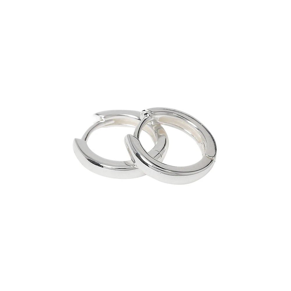 Sterling Silver Slim Clicker Hoop Earrings