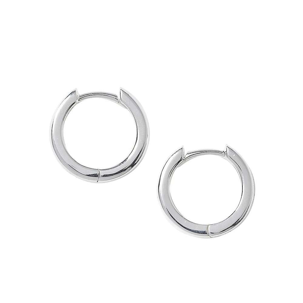 Sterling Silver Slim Clicker Hoop Earrings