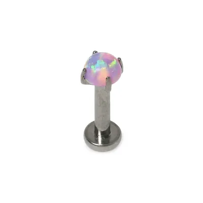 Silvertone & Pink Crystal Internal Stud Earring