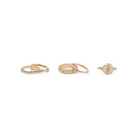 5-Piece Goldtone & Crystal Rings Set