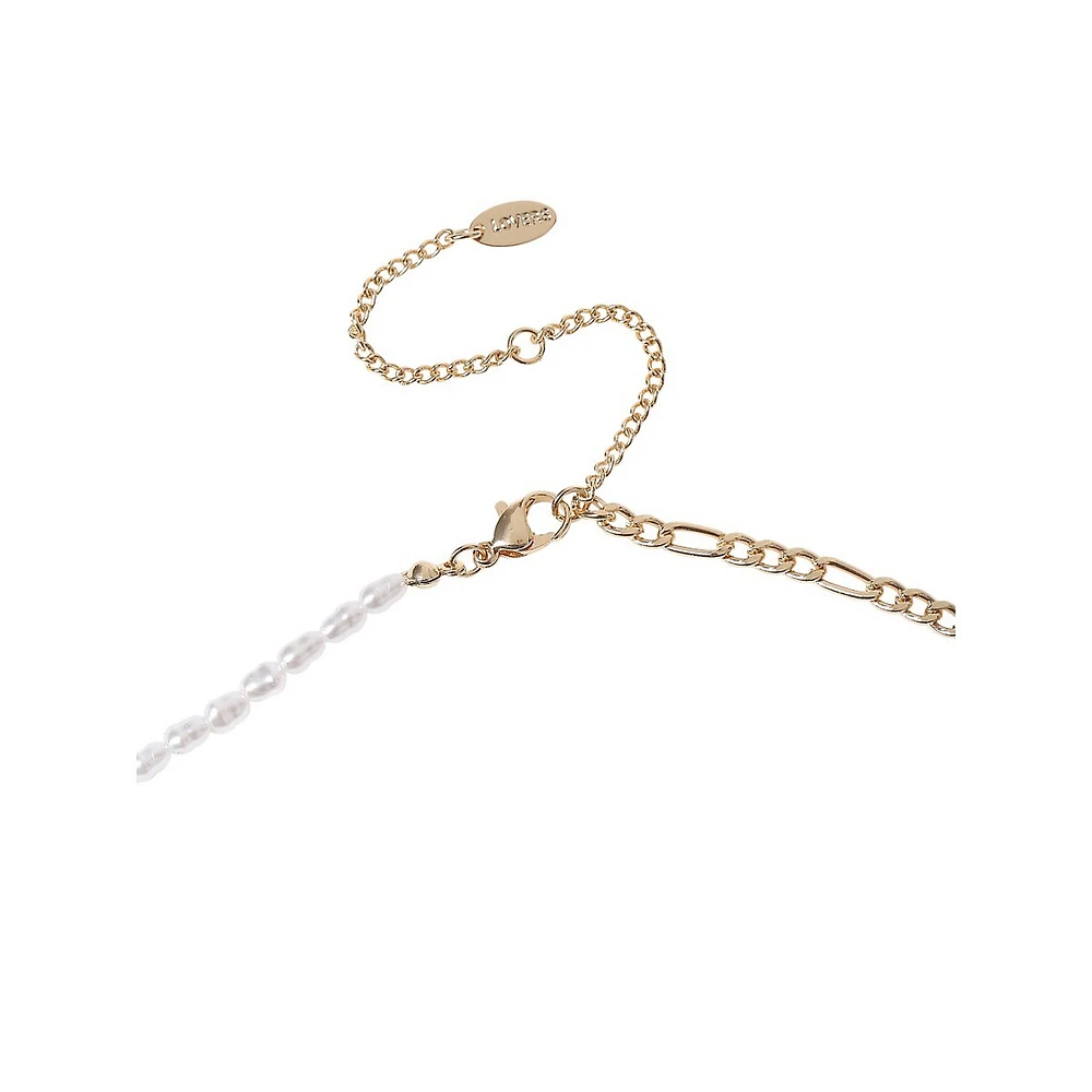 Goldtone & Faux Pearl Mushroom Charm Necklace