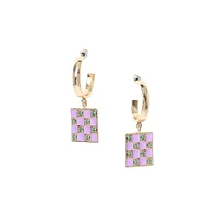 Goldtone Checker Board Earrings