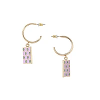 Goldtone Checker Board Earrings