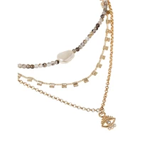 Goldtone Multirow Beaded Necklace
