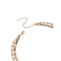 Goldtone Multirow Beaded Necklace