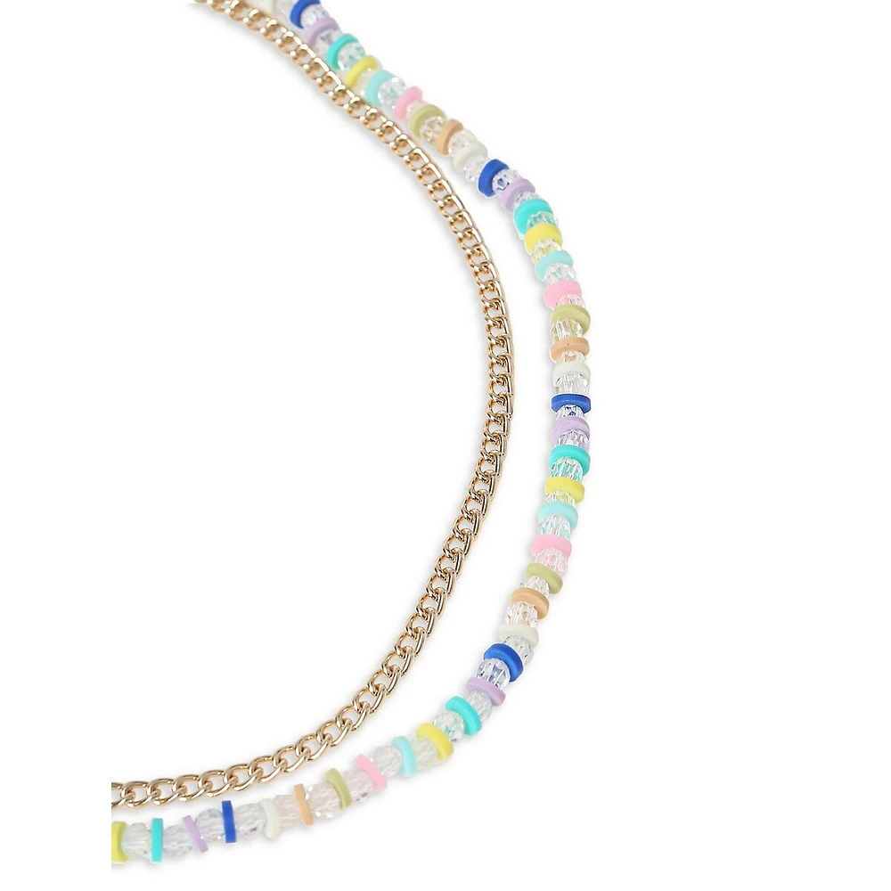 Goldtone & Bright Bead Multi-Row Necklace