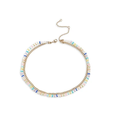 Goldtone & Bright Bead Multi-Row Necklace