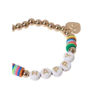 Kid's Shine And Be Happy Believe Goldtone Letters Beaded Bracelet