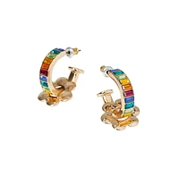 Goldtone & Crystal Rainbow-Flower Hoop Earrings