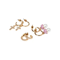 3-Pair Goldtone & Resin Earrings Set