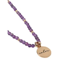 Goldtone, Beads & Crystal Reversible Pendant Calm Affirmation Necklace