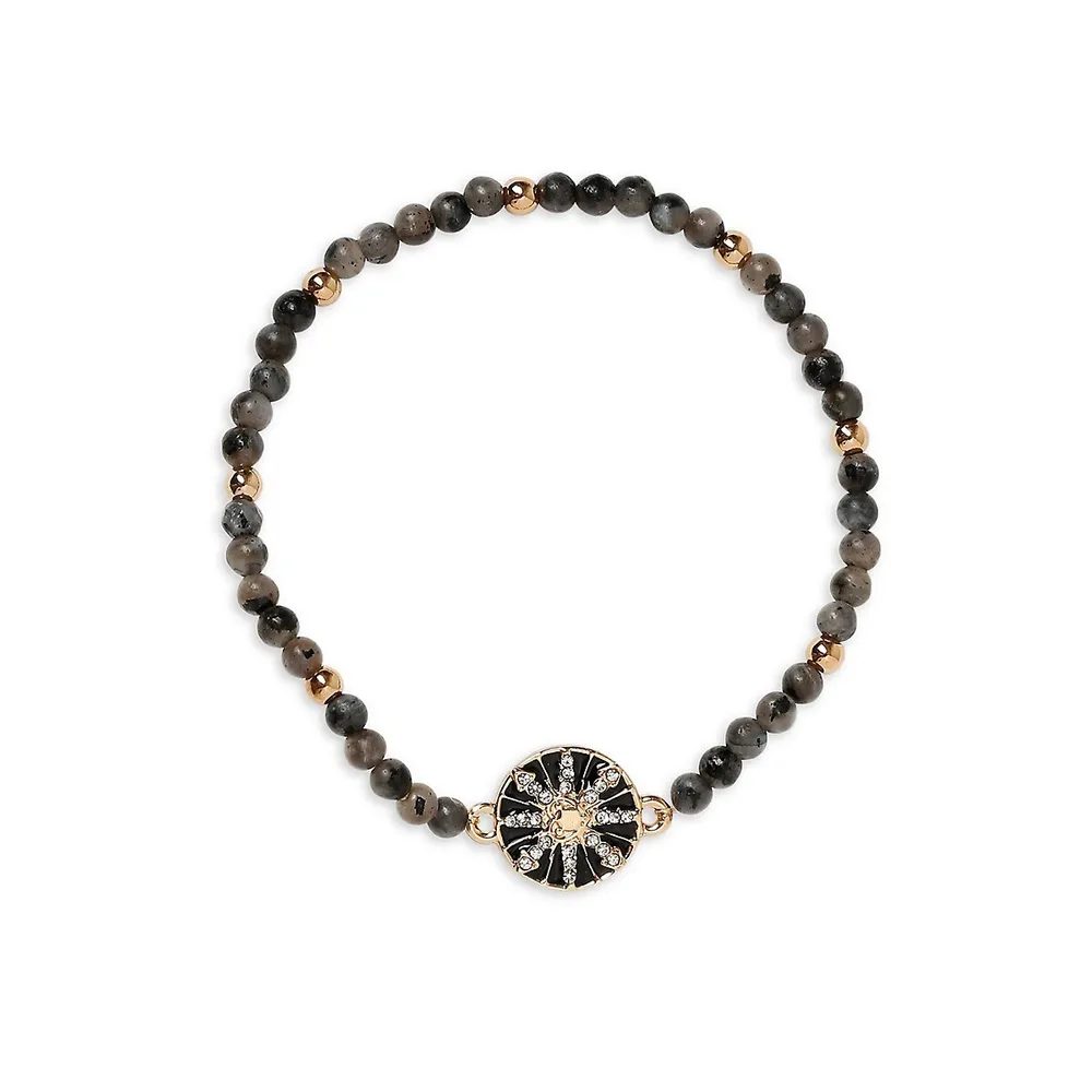 Goldtone, Beads & Crystal Strength Affirmation Bracelet