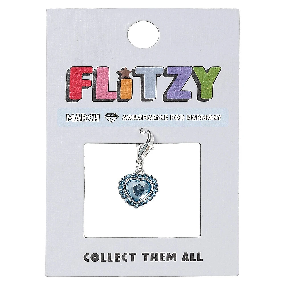 Kid's Silvertone March Birthstone Charm