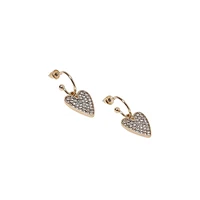 Goldtone & Crystal Heart Earrings
