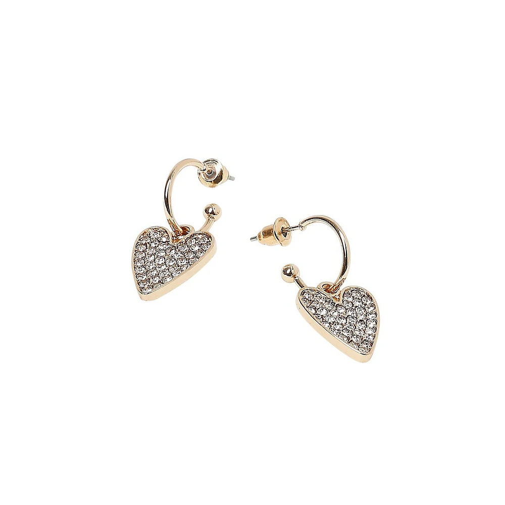 Goldtone & Crystal Heart Earrings