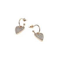 Goldtone & Crystal Heart Earrings