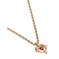 Goldtone Dolphin Heart Pendant Necklace