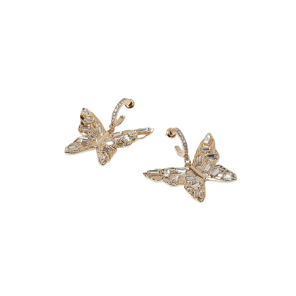 Goldtone & Crystal Butterfly Drop Earrings