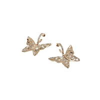 Goldtone & Crystal Butterfly Drop Earrings