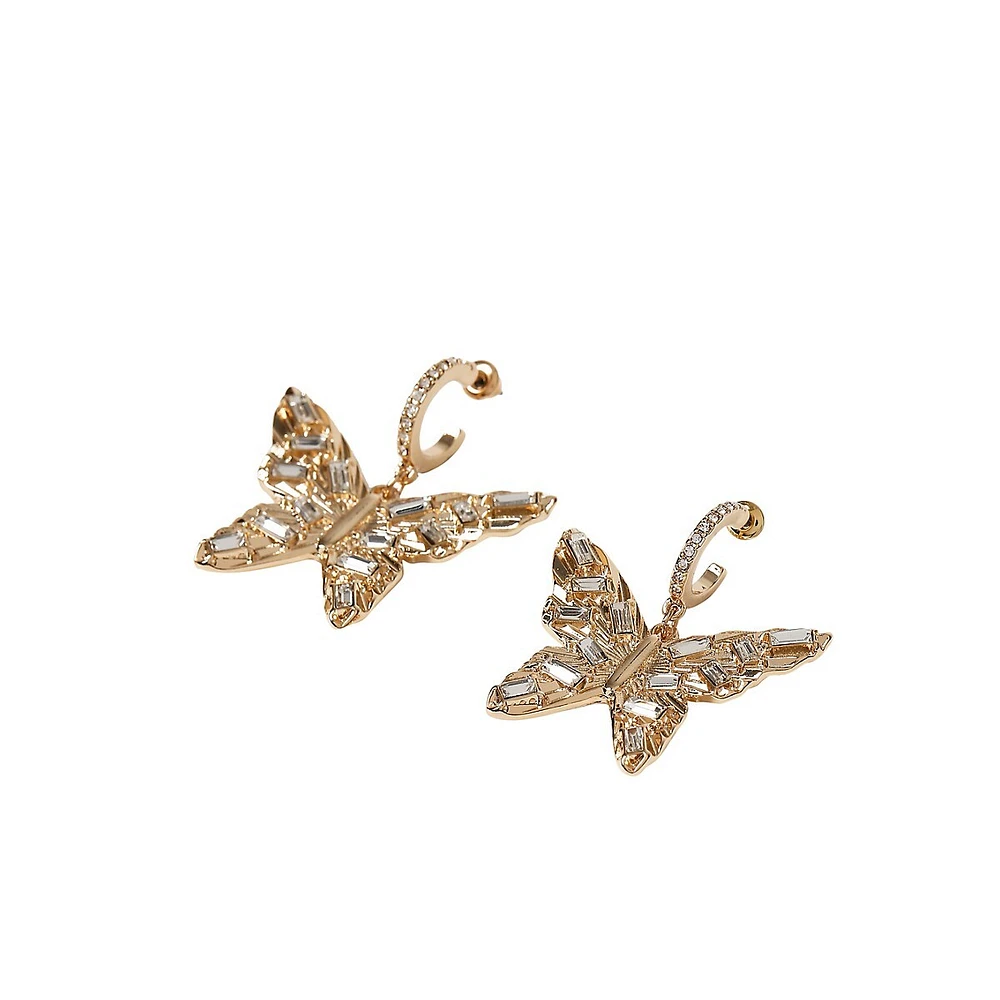 Goldtone & Crystal Butterfly Drop Earrings