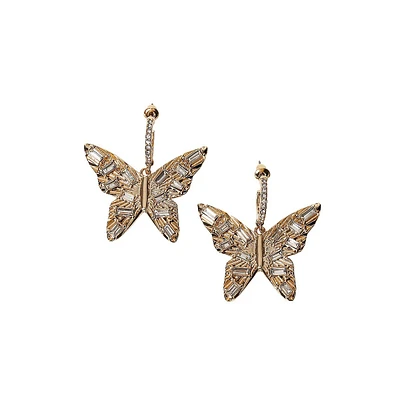 Goldtone & Crystal Butterfly Drop Earrings