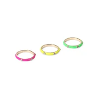 3-Piece Goldtone-& Crystal Rings Set