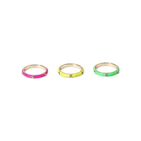 3-Piece Goldtone-& Crystal Rings Set