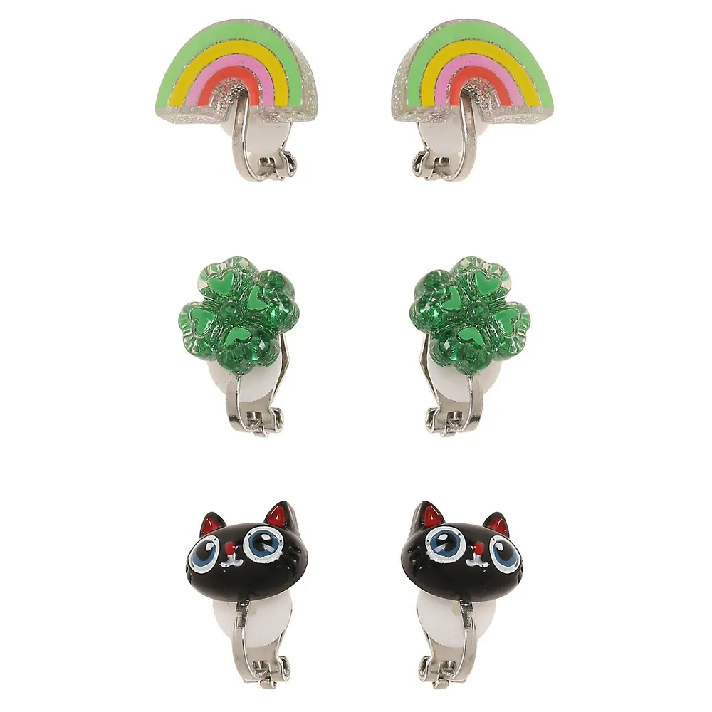 3-Piece Luck Clip-On Earrings Set